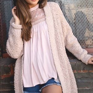 🔺SALE🔺Chunky Knit Soft Pink Open Cardigan